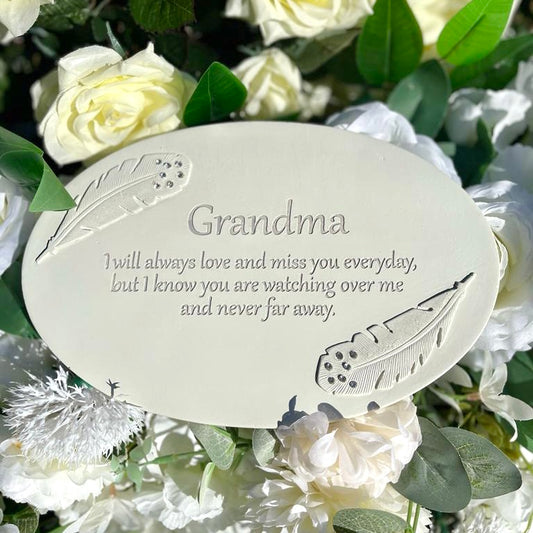 "Remembering You" Feather Plaque - Grandma