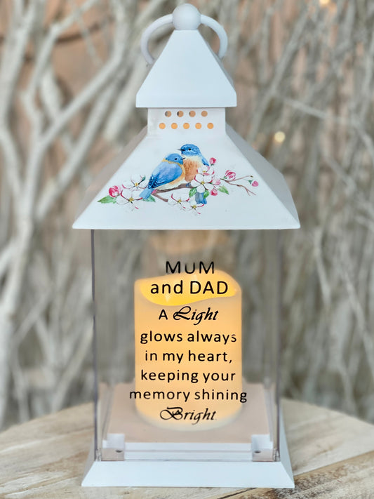 "Light Of Our Loved Ones" Bird Lantern - Mum & Dad