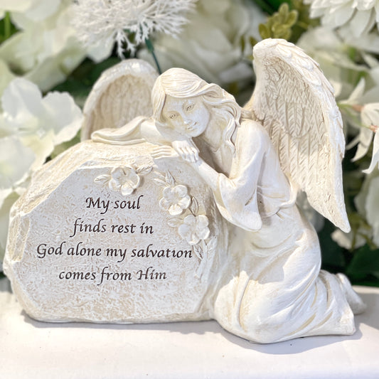 "My Soul Finds Rest in God" Memorial Angel