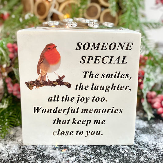 "Robins Appear" Memorial Vase - Someone Special