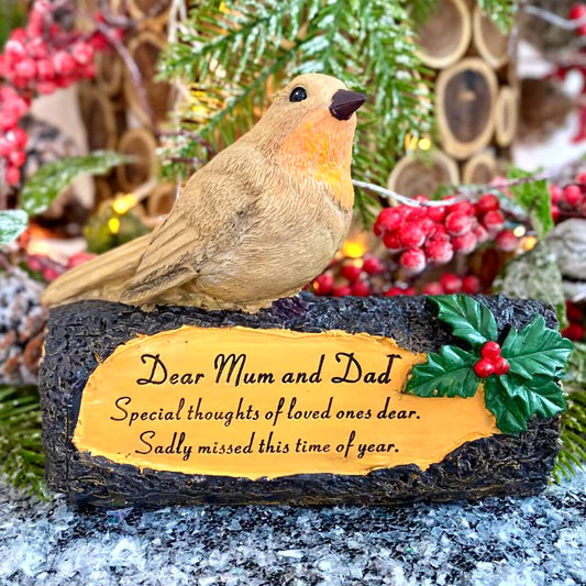 "Robins Appear" Ornament - Dear Mum & Dad